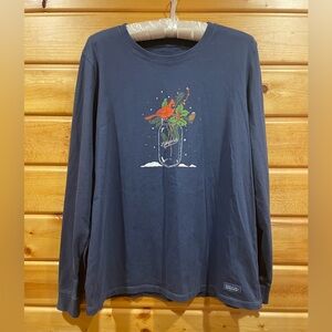 Life is Good Women’s Navy Long Sleeve Crusher Tee with Cardinal Graphic